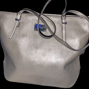 Nine West Metallic Silver Tote Bag